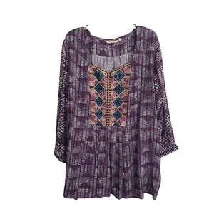Soft Surroundings Top Womens 3X Tunic Embroidered Embellished Boho Peasant Flowy - Picture 1 of 13