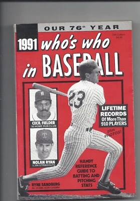 1991 Who's Who in Baseball magazine Ryne Sandberg Chicago Cubs Cincinnati Reds V - Image 1 of 2