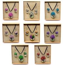 Real Pressed Flowers Jewellery, Necklace & Matching Earrings, Romantic Gift