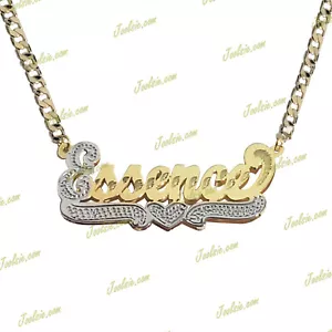 Collar personalizado enchapado en oro/2 tonos/plata doble placa de identificación cualquier nombre - Imagen 1 de 11