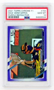 2021 Topps Chrome F1 Max Verstappen #154 Purple Refractor 202/399 PSA 10 - Picture 1 of 2