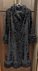 Vintage RUSSEL TAYLOR Black Fur? Faux Fur? Long Coat - Small? - Picture 1 of 9