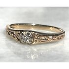 14K YELLOW GOLD AND DIAMOND PIECED SHANK RING SIZE 4.25 SKY
