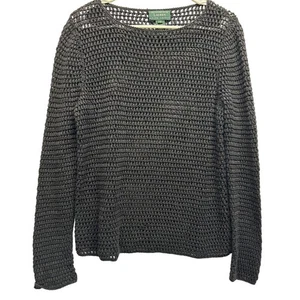 Lauren Ralph Lauren Hand Knit Linen Cotton Open Weave Sweater Small Grunge - Picture 1 of 7