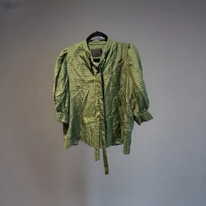 n. Camicetta donna 6 Store a righe collo cravatta manica 3/4 verde taglia 0 misto seta - Foto 1 di 9