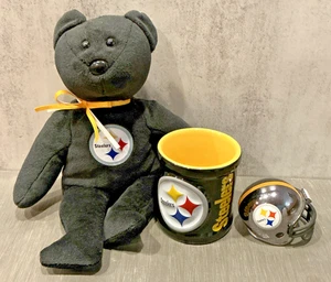 Lotto PITTSBURGH STEELERS NFL Black Bear 8,5" Ty Beanie Baby supporto votivo casco - Foto 1 di 5