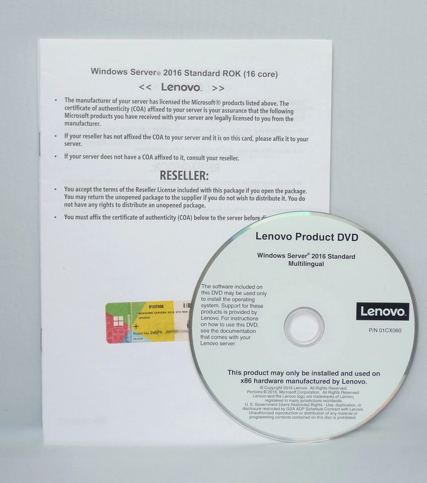 Microsoft Windows Server 2016 Standard - Lenovo-ROK - 16 Core - mit DVD - - Bild 1 von 1