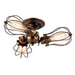 Vintage Ceiling Light 3 lights Adjustable Socket Rustic Lamp, 3 Lights Bronze - Picture 1 of 8