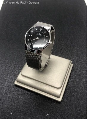 Relógio analógico Skagen Dinamarca feminino 233SSSBD pulseira de malha prata quartzo redondo leitura - Imagem 1 de 4