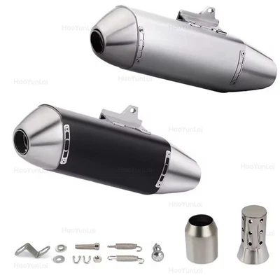 Slip-on 1.5"- 2" Universal Dirt Bikes Exhaust Pipe Black/Silvery Muffler Tips A6 Foto 1 de 4