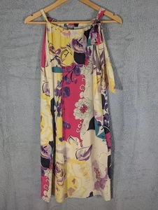 Coast Dress Silk Size 10 Floral Pockets Neck Tie Lined Sleeveless - Picture 1 of 15