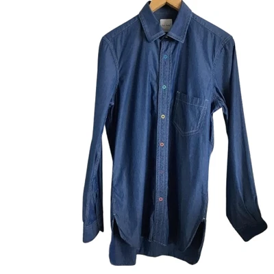 Paul Smith Chambray Denim Soft Cotton Coloured Poppers Men’s M/RRP $300 - image 1 of 4