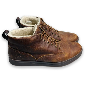 Timberland Men's Brown Leather Sherpa Lined Casual Boots Size 13 - Picture 1 of 7