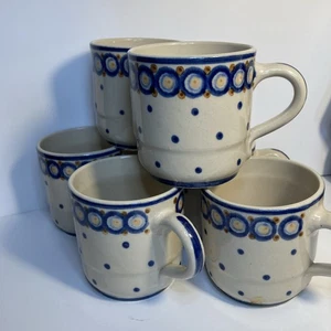 Vintage Deutsch Polnische Keramik Stil Set 6 Kaffeetassen - Bild 1 von 4