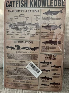  Tin Sign Catfish Knowledge Vintage Metal Sign Wall Decoration Metal Poster  - Picture 1 of 2