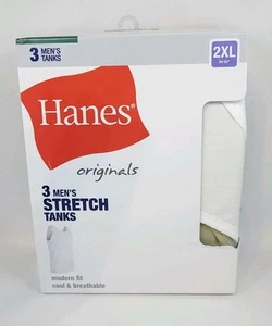 Hanes Men’s 3-Pack Stretch Tank Tops 2XL White Tan Black Cotton Tagless Comfort - Picture 1 of 17