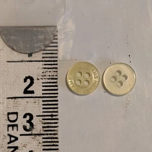 2 9mm Light Yellow with embossed text on 4 Hole Plastic Buttons - Picture 1 of 2
