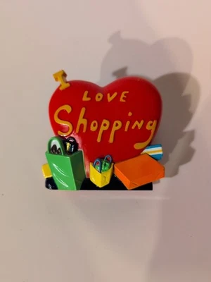 Imán de corazón parlante Acme I Love Shopping 1998 vintage rojo **Funciona** Foto 1 de 4