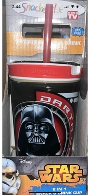 Snackeez Jr. 2 N 1 Drink & Snack Cup Darth Vader Star Wars As Seen On TV New 8oz - Image 1 of 2