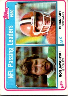 1981 Topps #1 1980 Passing Leaders (Ron Jaworski / Brian Sipe) - Image 1 of 2