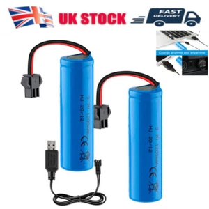 2pcs 3.7V 1200mAh Lipo Battery with USB Charger Cable SM Plug Drift Racing Spare - Picture 1 of 12