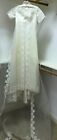 1970 Vintage Empire Waist Wedding Dress and Long Lace edged  Veil Size 4