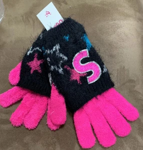 JUSTICE GLOVES INITIAL “S” /STARS 2 In 1 SPARKLE/SOFT/WARM O/S SUPER CUTE!! - Picture 1 of 3