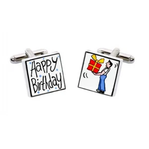 Happy Birthday Man Cufflinks by Sonia Spencer SONIA_1805 - Picture 1 of 1