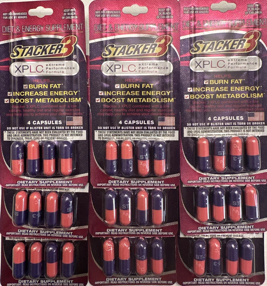 STACKER 3 XPLC EXTREME PREFORMANCE FORMULA 9 PkS OF 4 36 Total 1 Month Supply - Image 1 of 4
