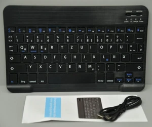 Universal Bluetooth QWERTZ Deutsche USB Tastatur für iPad Tablet, Schwarz NEU - Bild 1 von 3