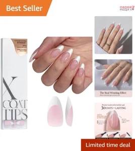 French Gel Nail Tips Pink Medium Almond 150 pcs Easy Press-On Manicure - Picture 1 of 9