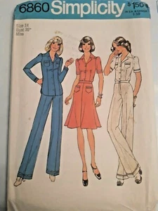 Top Pants Two Piece Dress 14 Simplicity 6860 Sewing Pattern VTG UC Western Rodeo - Picture 1 of 6