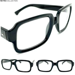 Classico Vintage Retrò Stile Lenti Trasparenti Occhiali Quadrato Nero Moda Frame - Foto 1 di 7