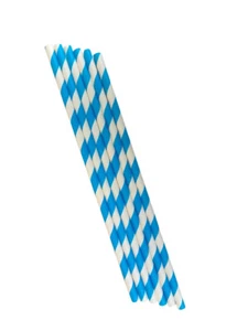 BIO Papier Trinkhalme, Papierstrohhalme Ø6x200 mm blau weiß Horeca Qualität - Bild 1 von 6