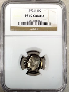 1972-S NGC PF69 CAMEO 10C ROOSEVELT DIME - Picture 1 of 4