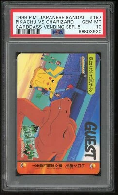 Pokemon Japanese Carddass 1999 187 Pikachu Vs Charizard Bandai PSA 10 68803920 - Image 1 of 2