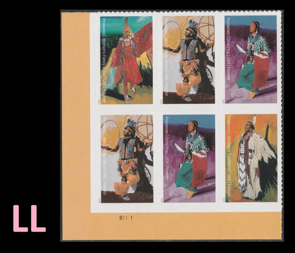 US 5978-5981 5981b Powwows F plate block 6 LL MNH 2025 - Image 1 of 1