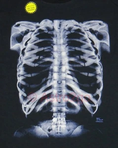 T-shirt bambino GLOW X-RAY SCHELETRO-ossa costole anatomia biologia scienza Halloween S,M - Foto 1 di 4