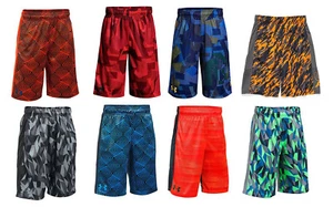 UNDER ARMOUR BOY'S PRINTED STUNT SHORTS ORANGE RED BLACK BLUE XS S M L XL NWT - Picture 1 of 34