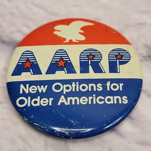 AARP Pin Button Vintage Red White Blue USA New Options For Older Americans - Picture 1 of 4