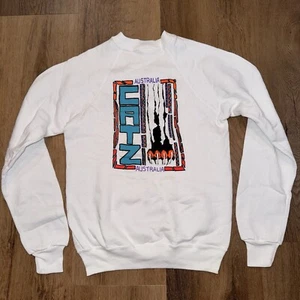 NOS Catz Australia Sweatshirt Crew Neck shirt Vtg 80s USA Surf White Youth Large - Picture 1 of 12