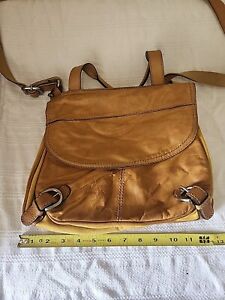 Fossil Shoulder Bag Yellow  Faux Leather Canvas