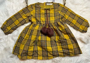 Bear Leader Girls Dress Linen?? Long Sleeves Plaid Size 120 (6 Year Old) Yellow - Picture 1 of 15