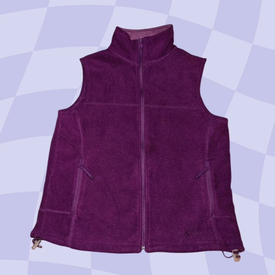 CABELA'S Women's Outerwear Full Zip FLEECE Purple Vest Jacket Zip Pockets Medium - Image 1 of 4
