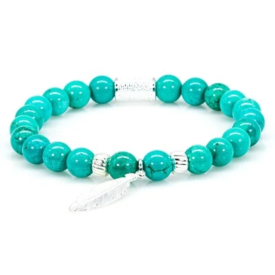 Perlenarmband Grüner / Blauer Türkis Perlen Folium 925 Sterling Silber - Bild 1 von 4