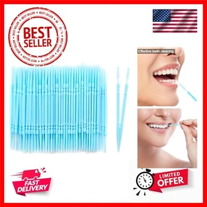 100pcs Plastic Double Head Dental Picks Soft Tooth Floss Picks Interdental Br... - Picture 1 of 8