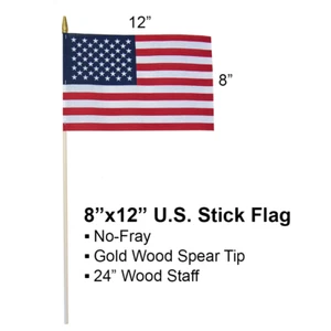 Collins Flaggen - Amerikanische Stockflagge - 8" x 12" (12 Flaggenpackung) - Bild 1 von 1