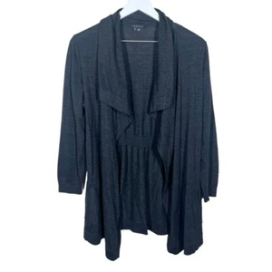 Cárdigan suéter de lana abierto Theory Maritza B Preen para mujer talla grande gris oscuro - Imagen 1 de 11