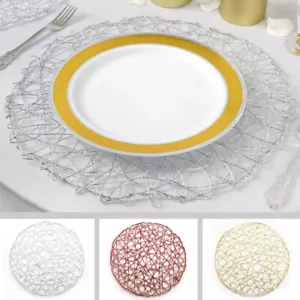 12 pcs 15" wide Round Metallic String Placemats Party Wedding Events Decorations - Picture 1 of 44