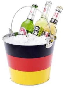 Cubo enfriador de botellas EM 2024 cerveza fiesta Alemania artículo de fans negro rojo oro - Imagen 1 de 3